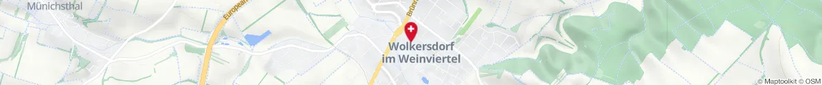 Map representation of the location for PLUS Apotheke Wolkersdorf in 2120 Wolkersdorf